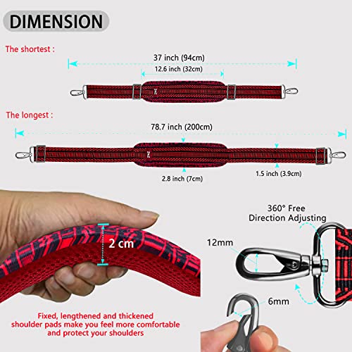 ZINZ 79 inch Shoulder Strap, Extra-thick Fixed Cushion Pad and Dual Clasps Universal Replacement Strap with Metal Swivel Hooks (200cm) (Black&Red Jacquard) - color: Black&red Jacquard