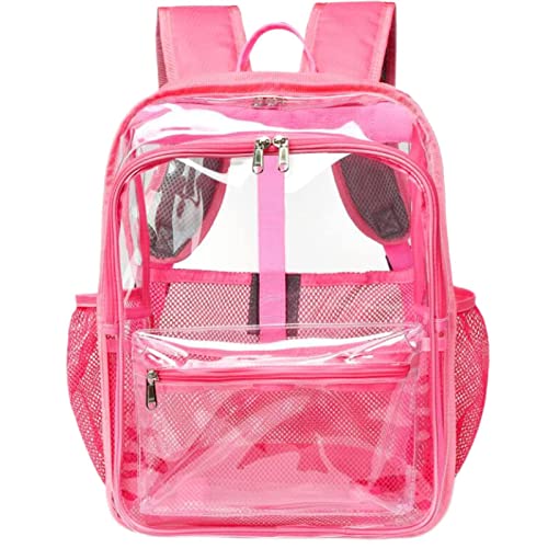 Clear Backpack,Clear Backpacks for School Heavy Duty See Through Bookbag Waterproof Backpack for Men Women,Pink - color: Pink, size: Large-15.5in