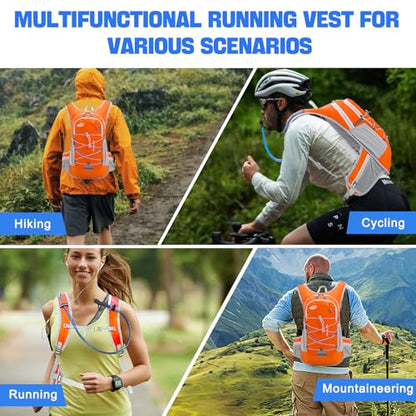 20L Hydration Backpack Pack with 2L Water Bladder Lightweight Hiking Backpack for Women Men, Adjustable Chest Straps Running Hydration Vest for Hiking, Cycling, Climbing - color: Orange