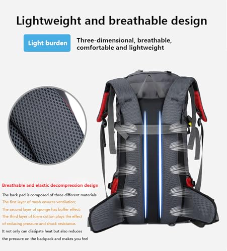 Bseash 60L Waterproof Hiking Camping Backpack with Rain Cover, Large Outdoor Sport Travel Daypack Rucksack for Climbing - color: Black
