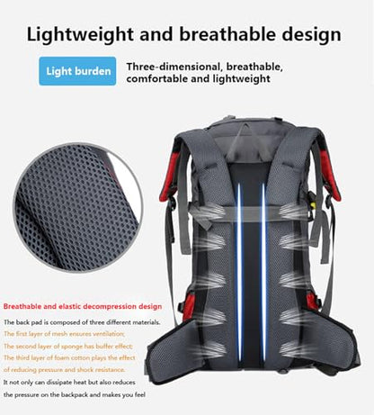Bseash 60L Waterproof Hiking Camping Backpack with Rain Cover, Large Outdoor Sport Travel Daypack Rucksack for Climbing - color: Black
