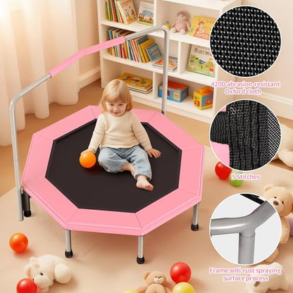 36 Inch Kids Trampoline for Toddlers Ages 1-3,Mini Indoor/Outdoor Trampoline with Gap-Free Spring Design - Safe Bounce Jumping Toy - color: Pink