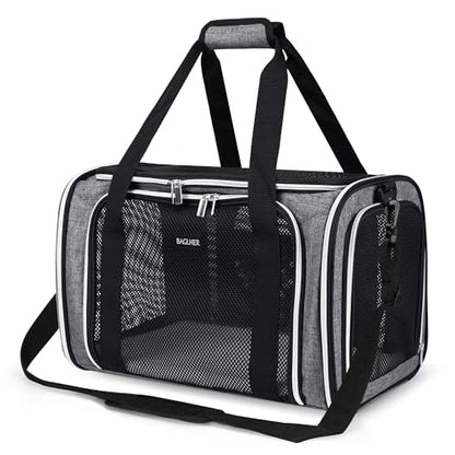 BAGLHER Pet Travel Carrier, Cat Carriers Dog Carrier for Small Medium Cats Dogs Puppies, Airline Approved Small Dog Carrier Soft Sided, Collapsible Puppy Carrier. Grey - color: Grey, size: 17.0"L x 11.0"W x 12.0"H