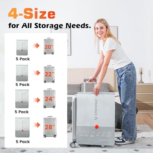ETENWOLF 20 Pack Vacuum Seal Bags for Clothing with Rechargeable Wireless Pump,Travel Vacuum Storage Bags for Luggage and Suitcase Space Saver Compression Bags in 4 Carry-On Sizes (20/22/24/28Inch) - size: 20 Combo Set