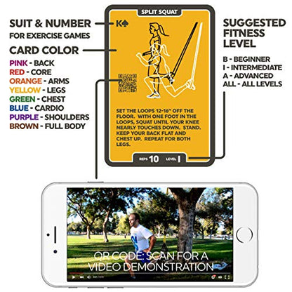 Stack 52 Suspension Exercise Cards. Compatible with All Suspension Trainers. Suspended Bodyweight Resistance Workout Game. Video Instructions Included. Fun Home Fitness Program. (New Deck) - color: 55 Card Base Deck