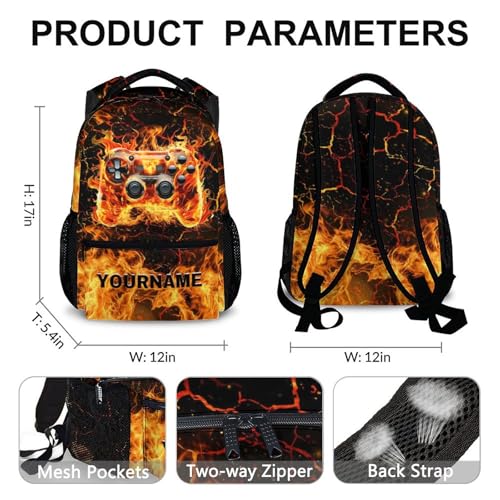 School Backpack for Boys Kindergarten Elementary Primary Middle College, Custom Gamer Schoolbag for Kids Teen Boys, 17 Inch Personalized Large Capacity Durable Gaming Bookbag - color: Game1