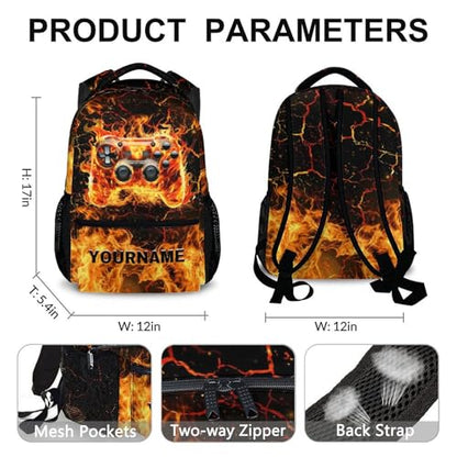 School Backpack for Boys Kindergarten Elementary Primary Middle College, Custom Gamer Schoolbag for Kids Teen Boys, 17 Inch Personalized Large Capacity Durable Gaming Bookbag - color: Game1