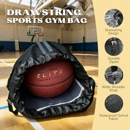 Drawstring Backpack Bag Sports Gym Backpack with Shoes Compartment for Soccer, Basketball, Swim, String Backpack Beach for Men and Women
