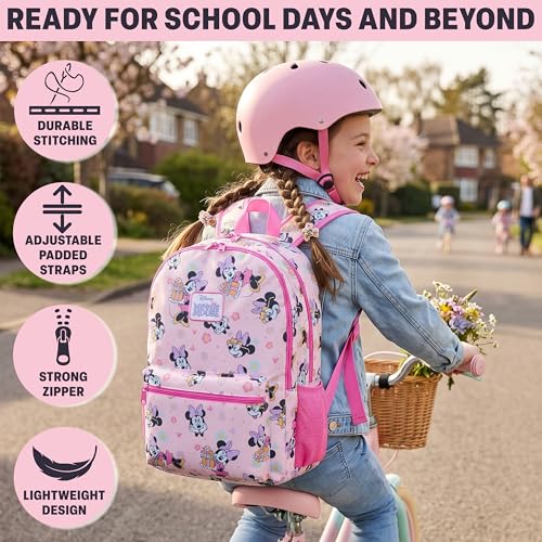 Get Trend Disney Minnie Mouse Kids Backpack for Girls, 18 inch Bookbag with Padded Straps, Travel School Bag, Girls Gifts (Pink Minnie Mouse) - color: Pink Minnie Mouse