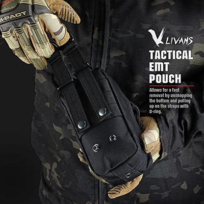 Tactical MOLLE Medical Pouch, Rip-Away EMT First Aid Pouch IFAK Trauma Kit Everyday Carry Survival Bag Include Cross Patch - color: Black New