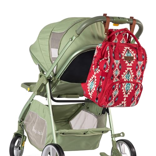 Wrangler Aztec Backpack Organized Daypack Travel Baby Bag with Stroller Strap and Side Bottle Pockets WG2204-9110BDY - color: Angel Burgundy