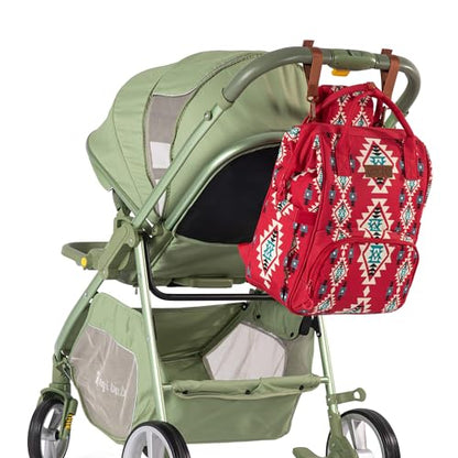 Wrangler Aztec Backpack Organized Daypack Travel Baby Bag with Stroller Strap and Side Bottle Pockets WG2204-9110BDY - color: Angel Burgundy