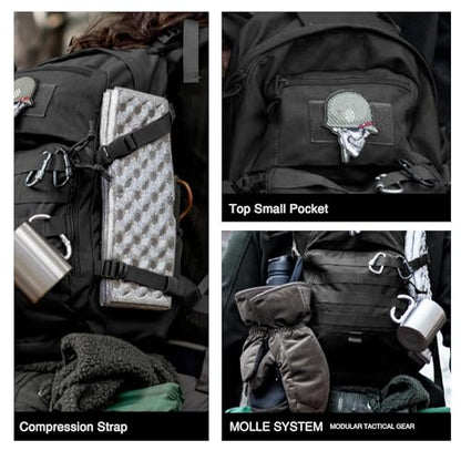 Mardingtop Military Tactical Backpack 25L Molle Hiking Backpack for Backpacking,Cycling and Biking - color: Black
