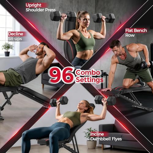FLYBIRD WB2 Weight Bench, Utility Adjustable Weight Bench for Full Body Workout- Multi-Purpose Foldable Incline Bench (Black)