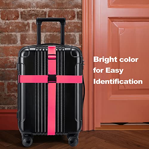 Luggage Straps for Suitcases TSA Approved Travel Belt 4 Pack by Chelmon (Rose Red) - color: Rose Red