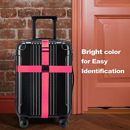 Luggage Straps for Suitcases TSA Approved Travel Belt 4 Pack by Chelmon (Rose Red) - color: Rose Red