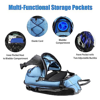 Zavothy Hydration Backpack with 2L Hydration Bladder Water Backpack for Hiking Hydration Pack for Running Cycling Hiking - color: Blue