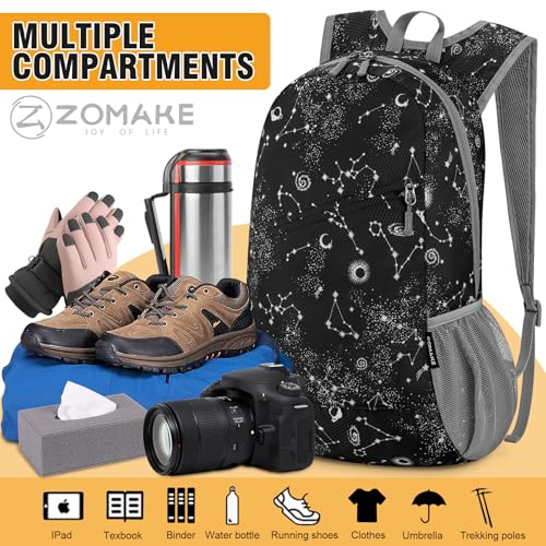ZOMAKE Lightweight Packable Backpack 20L,Foldable Backpacks Small Daypack for Hiking Water Resistant Day Bag for Travel(Star Print) - color: Star Print