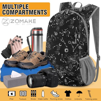 ZOMAKE Lightweight Packable Backpack 20L,Foldable Backpacks Small Daypack for Hiking Water Resistant Day Bag for Travel(Star Print) - color: Star Print