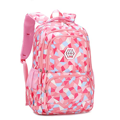 Bansusu Geometric Print Kids Backpack for Girls Boys School Bag Bookbags - color: Pink-a, size: Small-A