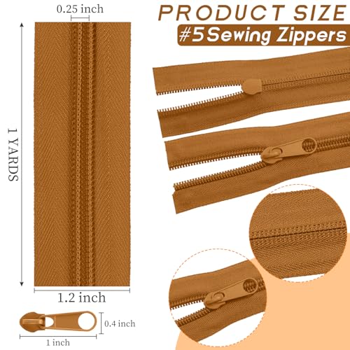 Syhood 24 Colors Zipper Repair Kit, #5 Nylon Coil Sewing Zippers Sewing Supplies Zipper Tape Zippers by the Yard with 96 Pcs Zip Pulls Sliders Purse Hardware for Bags Making(24yard,Brown Series) - color: Brown Series