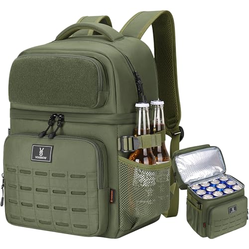 Large Insulated Cooler Backpack for Men Women, 36 Cans Double Deck Leakproof Cooler Bag for Camping, Hiking, Picnic, Fishing, Beach, Travel - color: Army Green