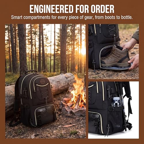 Spacious And Lightweight Outdoor Travel Backpack Featuring a Shoe Compartment - Ideal for Hiking, Camping, And (Black) - color: Black
