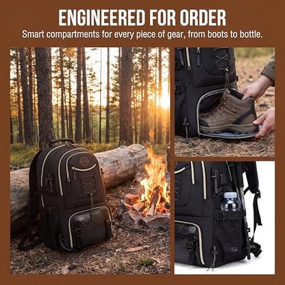 Spacious And Lightweight Outdoor Travel Backpack Featuring a Shoe Compartment - Ideal for Hiking, Camping, And (Black) - color: Black