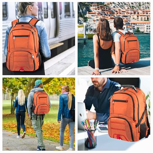 LTINVECK Extra Large 50L Travel Laptop Backpack, Computer bag Backbag, TSA Friendly Durable Big RFID Heavy Duty Business Tech Backpack Fits 17 Inch Laptops for Men Women, Orange - color: Full Orange