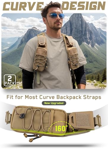 WYNEX Molle Backpack Accessories Pouch of Curve Design Version, Tactical Backpack Strap Pouch Hiking Backpack Attachment Pack - color: Coyote Brown