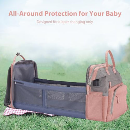 DERJUNSTAR Diaper Bag Backpack – Large Capacity Baby Diaper Bag with Changing Pad for Dad and Mom, Waterproof Travel Backpack, Multi-Function Bag with USB Charging Port, Rose Pink - color: Rose Pink