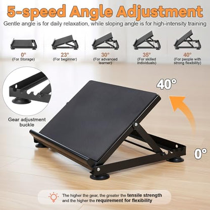 Steel Slant Board for Calf Stretching, Calf Stretcher Slant Board for Squats 5-Level Adjustable Incline Angles, Incline Board 660lbs Weight Capacity for Ankle Stretching Training Home Gym