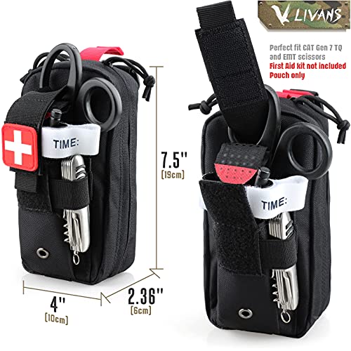 Tactical MOLLE Medical Pouch, Rip-Away EMT First Aid Pouch IFAK Trauma Kit Everyday Carry Survival Bag Include Cross Patch - color: Black New