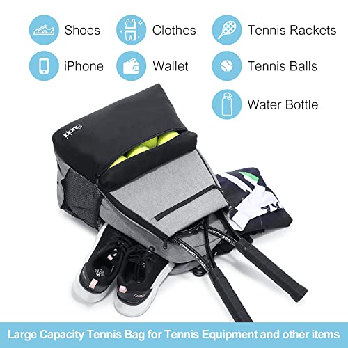 Sucipi Tennis Bag Professional Tennis Backpack for Men and Women Racket Bags Holds 2 Rackets with Ventilated Shoe Compartment - color: Black & Gray