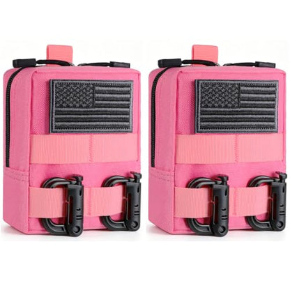 FRTKK 2 Pack Molle Pouches - Tactical Compact Water-Resistant EDC Pouch Bag Small Utility Pouch - color: 2 Pack - Pink