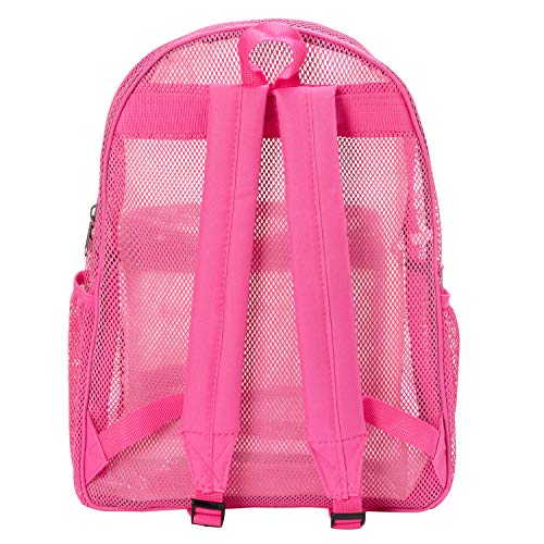 K-Cliffs Heavy Duty Mesh Backpack Quality Classic Student Net Bookbag Durable See Through Simple Netting Daypack Deluxe Basic School Bag Hot Pink - color: Hot Pink