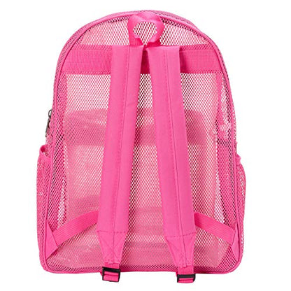 K-Cliffs Heavy Duty Mesh Backpack Quality Classic Student Net Bookbag Durable See Through Simple Netting Daypack Deluxe Basic School Bag Hot Pink - color: Hot Pink
