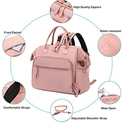 LORADI Large Diaper Bag Tote, Hospital Bag, Baby Shower Essential | 14 Pockets, Convertible, Stroller Clips, 3 Insulated Pockets, Water-resistant, Easy to Clean - color: Pink, size: Large-20L