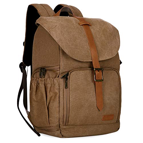BAGSMART Camera Backpack, DSLR Camera Bag Backpacks for Photographers, Waterproof Anti-Theft Photography Backpack with 15 Inch Laptop Compartment, Khaki - color: C-khaki[single Buckle]
