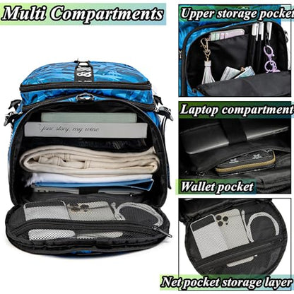 Gym Duffle Bag Backpack with Shoe Compartment,4 ways Travel Backpack for Women and Men,Multi-Functional Weekender bag with Waterproof Layer&Laptop Compartment for Fitness, Travel,Camping - color: Blue