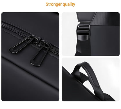 Men's Waterproof Laptop Backpack, Travel Bag, Black, Adjustable Shoulder Straps, Luggage Strap (black) - color: Black