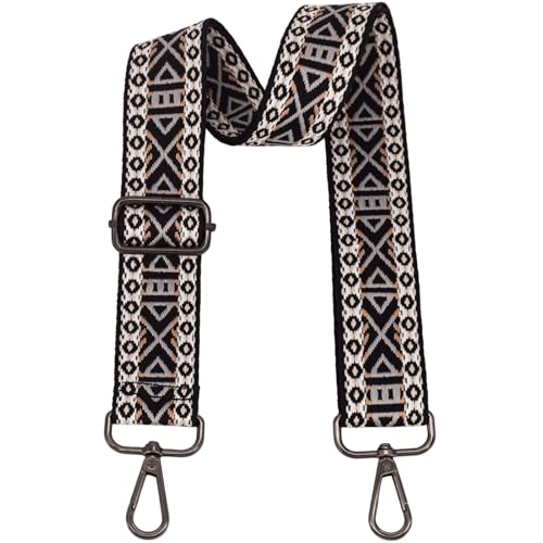Replacement Purse Strap Shoulder Strap Adjustable Crossbody Strap for Women Crossbody Wide Shoulder Bag - color: Black Diamond-Black Metal