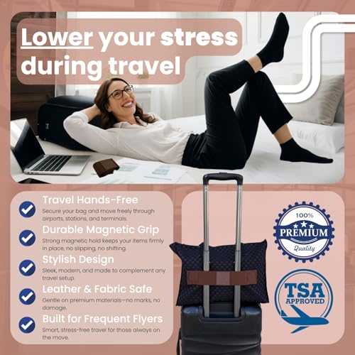 Trolley Strap Carryon Luggage Strap Over Suitcase Handle for Attaching Carryon Bag Travel Accessories TSA Approved Carry-On Add a Bag Belt Sleeve for A Tote Backpack Purse (Dark Brown) - color: Dark Brown