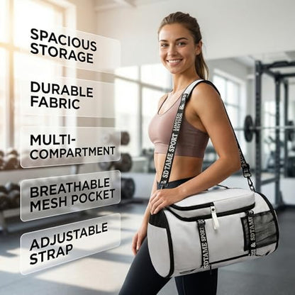 Gym Duffle Bag Backpack with Shoe Compartment,4 ways Travel Backpack for Women and Men,Multi-Functional Weekender bag with Waterproof Layer&Laptop Compartment for Fitness, Travel,Camping - color: Grey