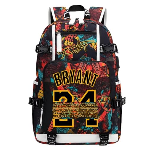 Basketball Legend Never Ends Multifunction Backpack Travel Laptop Daypack Fans Bag For Men Women (Style 22) - color: Red - Bryant Pattern 2
