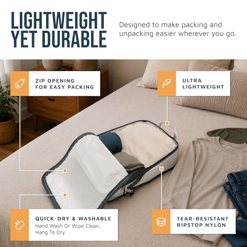 Large Compression Packing Cubes for Travel-Packing Cube Luggage Organizers 7 Piece Set for Checked Luggage-Ultralight, Expandable/Compression Bags by TRIPPED Travel Gear (White/Grey) - color: White/Grey