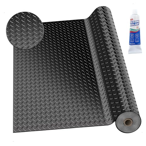 3mm Thin Diamond-Plate Rubber Flooring Roll, 2X 4 ft Waterproof Anti Slip Mat, Multi-Purpose Easy Clean Floor Protector for Garage, Laundry Room, Gym, Kennel - size: 2 ft x 4 ft x 0.1 in