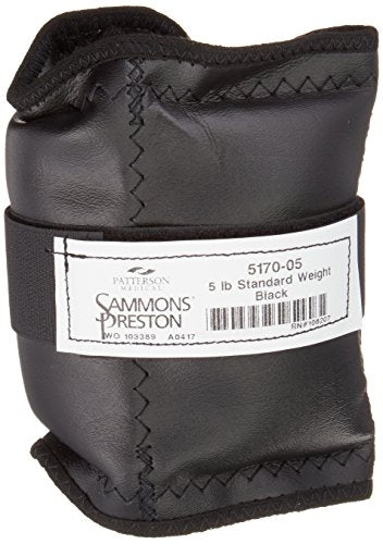 Sammons Preston Cuff Weight, 5 lb, Black, Velcro Strap & D-Ring Closure, Grommet for Easy Hanging, Lead Free Steel Ankle & Wrist Weights, For Strength Building & Injury Rehab, Sold Individually - style: 5 lbs.