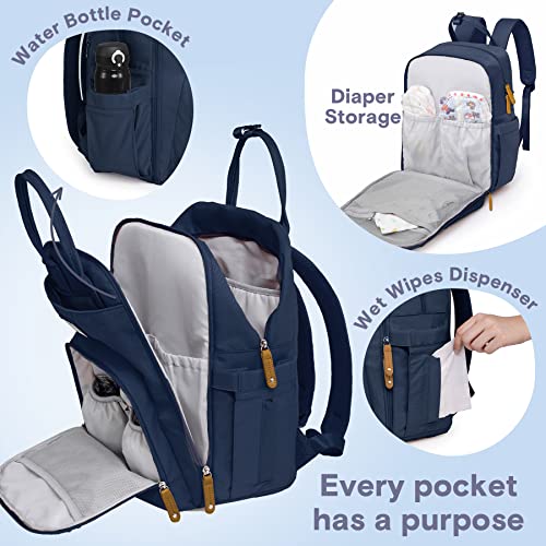 RUVALINO Diaper Bag Backpack-Multifunction Baby Travel Bag with Changing pad, Insulated Bottle Holders & Pacifier Case, Large Capacity, Waterproof, Peacock Blue - color: Peacock Blue