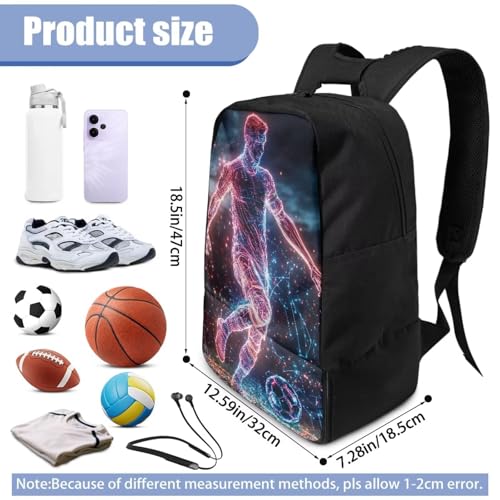 18.5in Basketball Backpack Basketball Bag with Shoe Compartment & Ball Holder, Waterproof Bag for Soccer Volleyball - color: Cool Figure Soccer Print